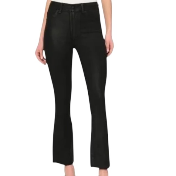 DL1961 Bridget Boot High Rise Intrasculpt Crop Jeans in Black Coated Raw - Picture 1 of 9